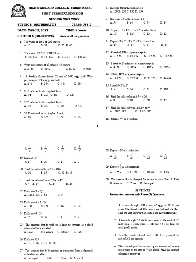 New General Mathematics For Jss 2 Cca