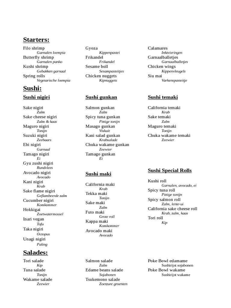 Hamachi Menu Kaart PDF