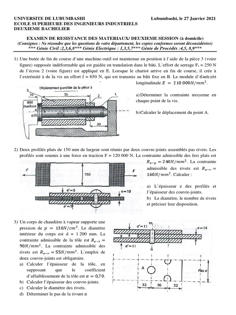 Examen RDM - Résistance des Matériaux | PDF | Mécanique newtonienne ...