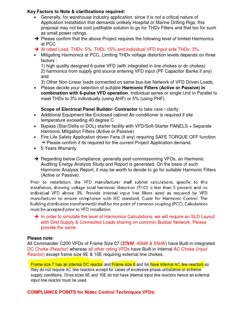 VFD Key Factors (Compliance) | PDF