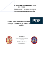 Ensayo Sobre Los Criterios Básicos para La Entrega y Recepción de Bienes Culturales Muebles