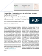 Proposition D Un Traitement Du Paludisme Pa 2019 Bulletin de L Acad Mie Nati