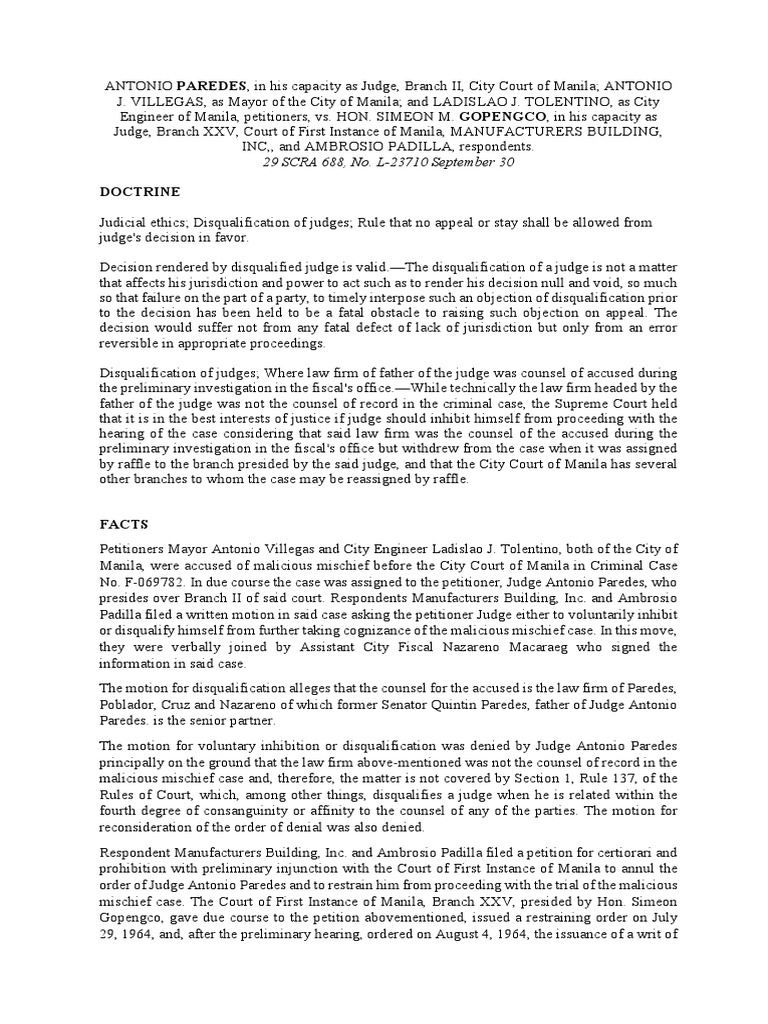 Judge Disqualification and Jurisdiction Ruling | PDF | Acquittal ...
