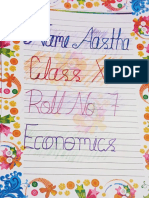 Aastha, Class11th-A, Roll No. 7, Economics Project File