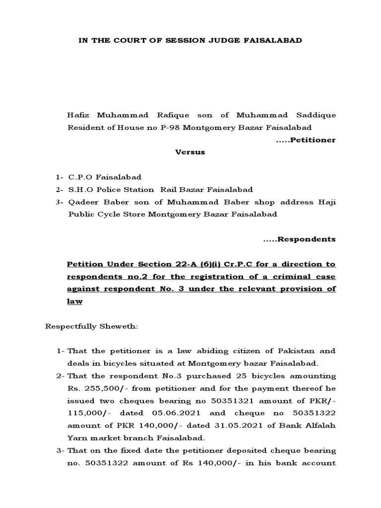 22A-22B Hafiz Rafique-01 | PDF | Deposition (Law) | Common Law