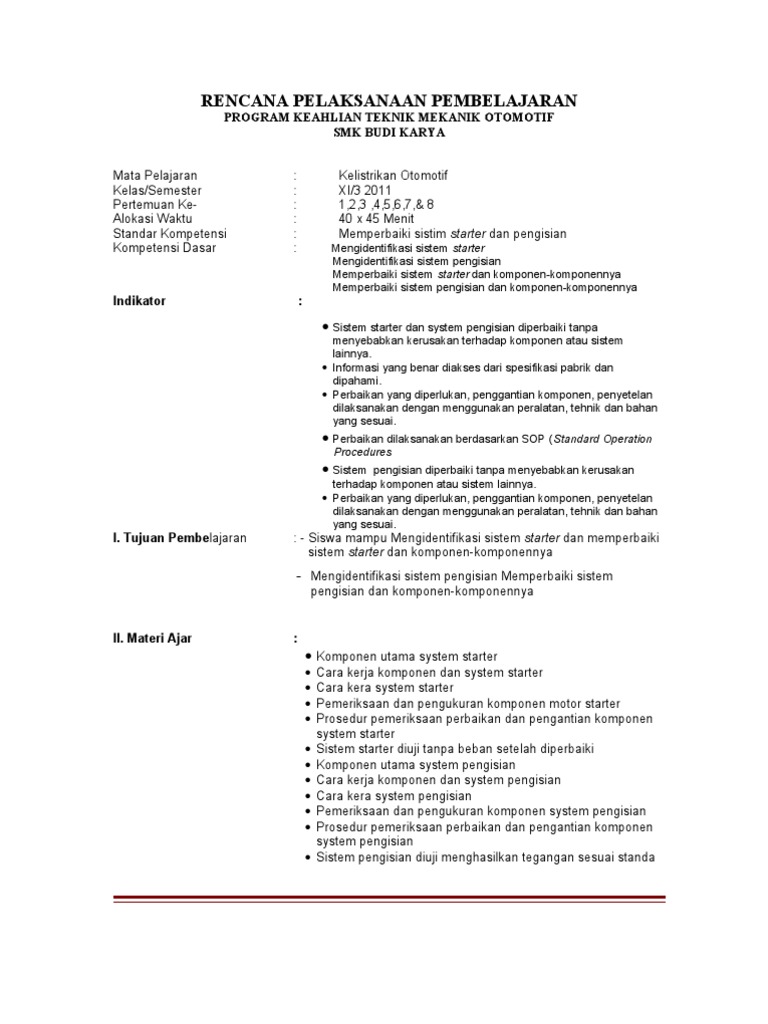 RPP STarter Dan Pengisian