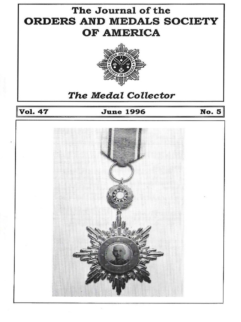 Kua Paul LT The Victory Order and Medals of The ROC JOMSA 1996 06 | PDF ...