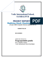 Vedic International School Medicine Stock Checking System Project Report
