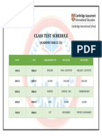 Class Test Schedule: (ACADEMIC YEAR 22-23)