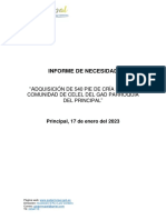 Informe de Necesidad: Dquisición de 540 Pie de Cría para La Comunidad de Celel Del Gad Parroquia Del Principal