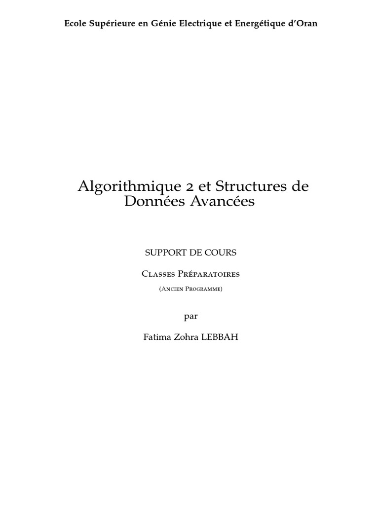 Cours sur Algorithmes et Structures de Données | PDF | Structure de ...