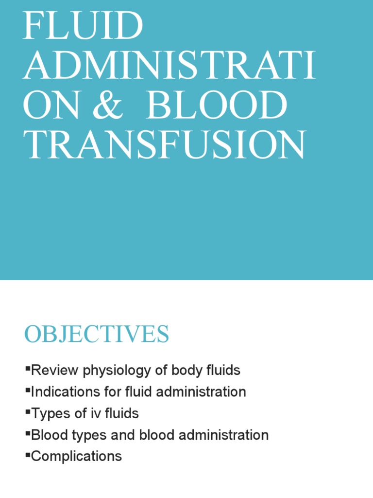 Fluid Administration PDF Intravenous Therapy Blood