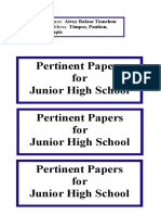 Papers needed for JHS enrollment