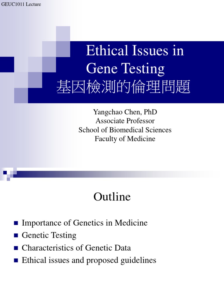 Ethical Issues in Gene Testing PDF Medical Ethics Heredity