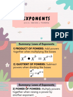 Laws of Exponents - Summary