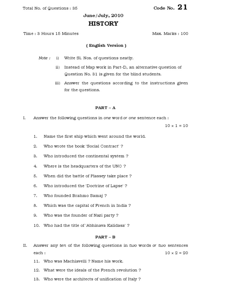 History Exam Questions and Guidelines | PDF | British India | Unrest