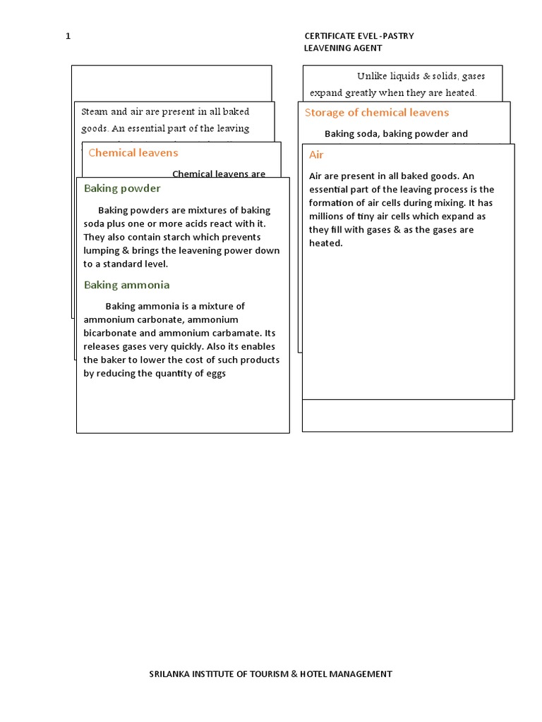 Leavening Agents PDF Baking Powder Sodium Bicarbonate