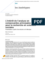 L'intérêt de L'analyse en Composantes Principales (ACP) Pour La Recherche en Sciences Sociales