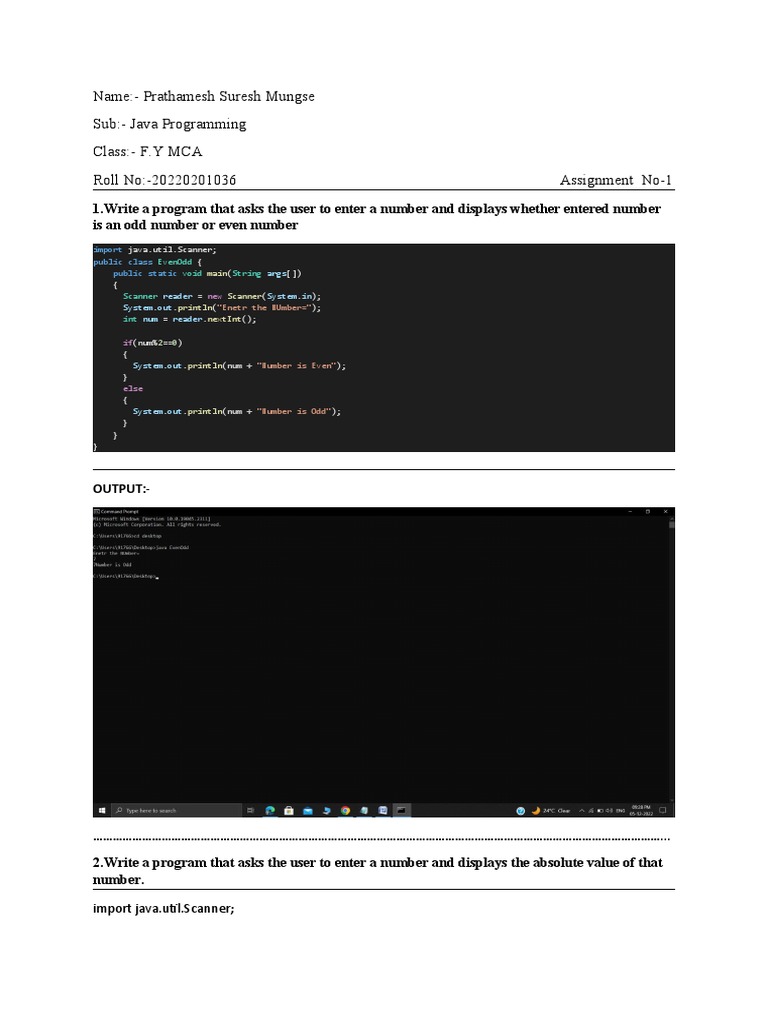 Java Assignment 01 | PDF