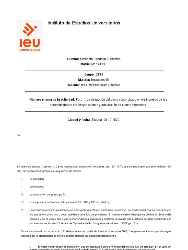 Deducciones en Impuesto de Inmuebles | PDF | Impuesto sobre la renta ...