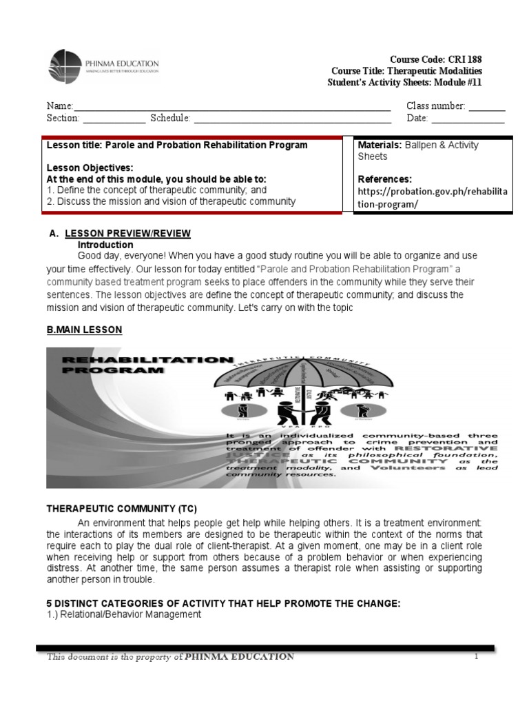 Therapeutic Community in Rehabilitation | PDF | Restorative Justice ...