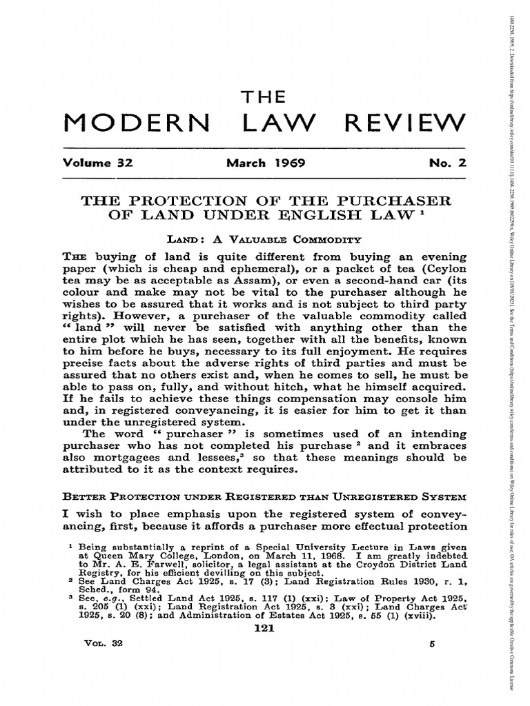 modern-law-review-march-1969-ruoff-the-protection-of-the