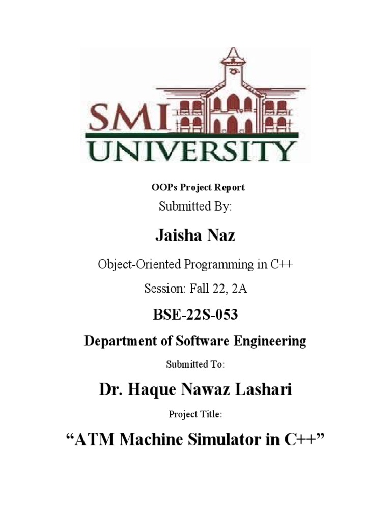 ATM Machine Simulator Project Report | PDF | Automated Teller Machine ...