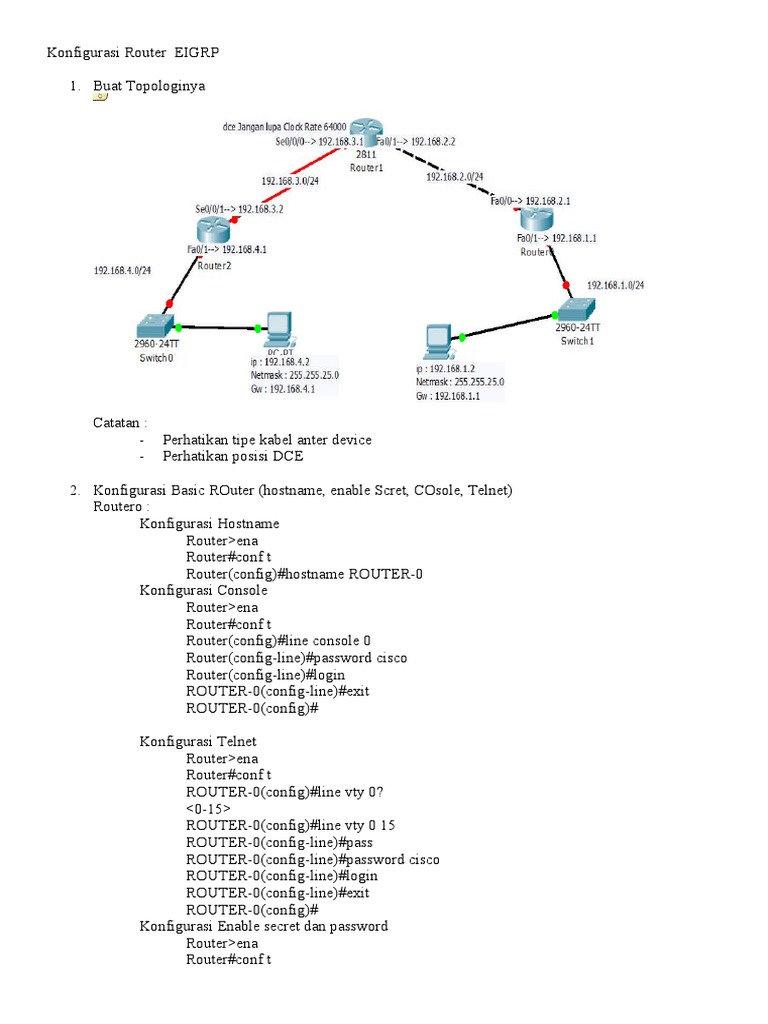 KOnfigurasi ROuter EIGRP PDF Router Ip Address