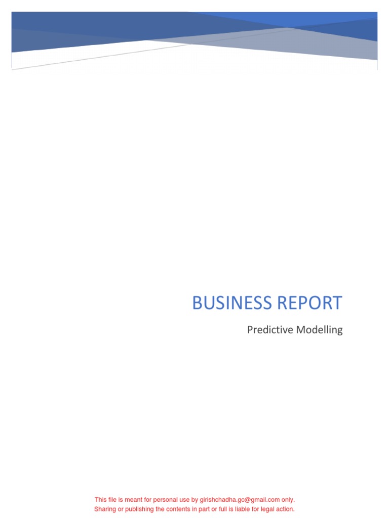 Predictive Modeling Business Report | PDF | Dependent And Independent ...