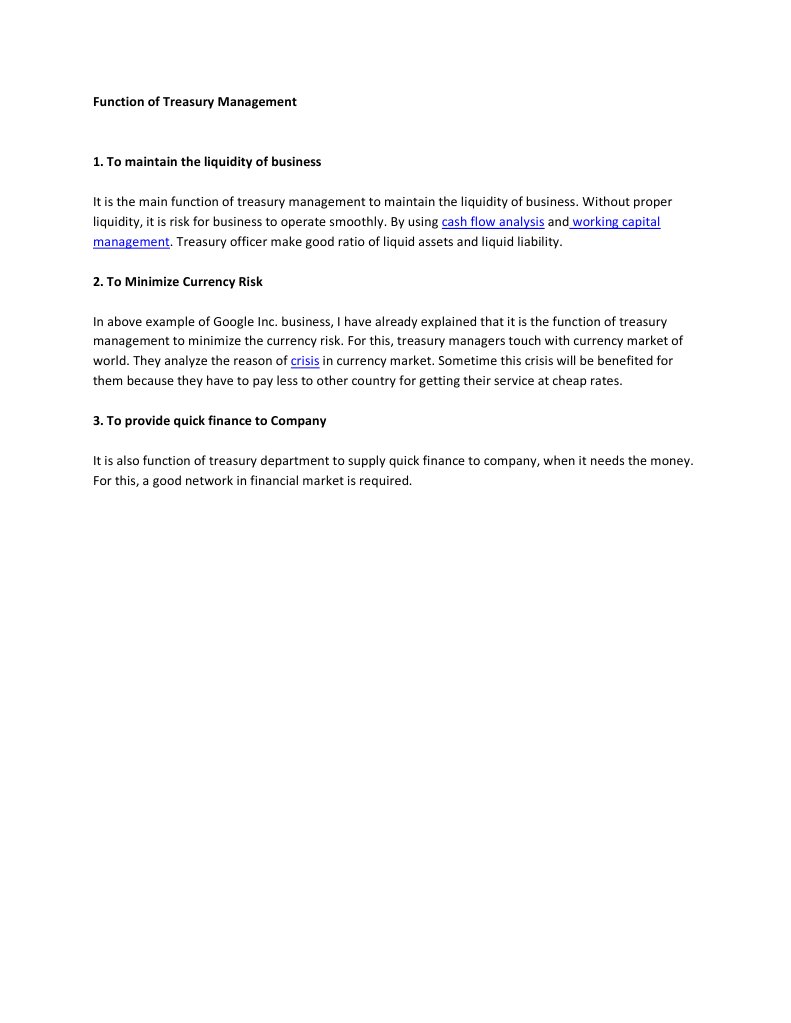 Treasury Management Functions Overview | PDF | Financial Risk | Foreign ...