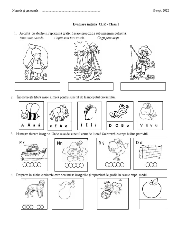 Evaluare Initiala CLR CL I | PDF