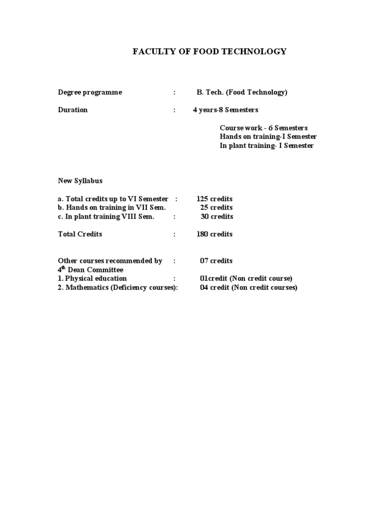B. Tech Food Technology Syllabus Overview | PDF | Food Preservation ...