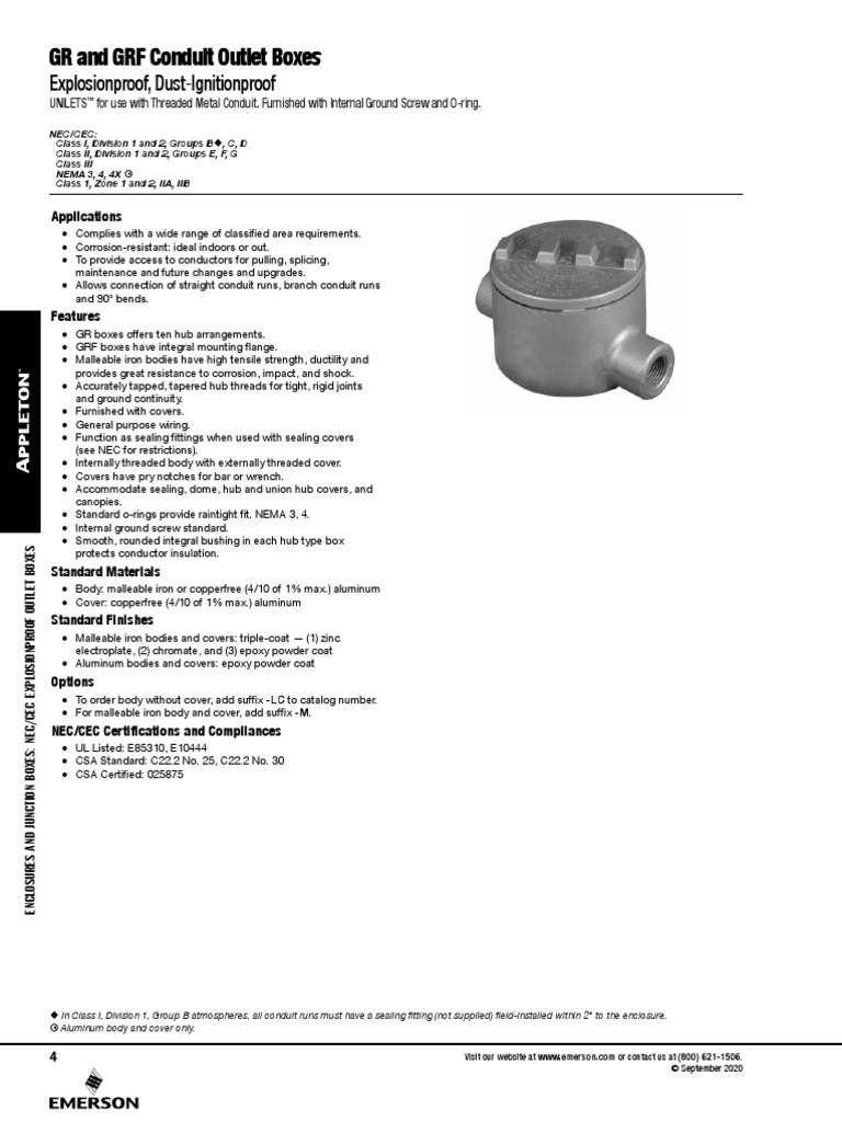 Catalog Appleton GR GRF Conduit Outlet Boxes en 1458690 2103 PDF
