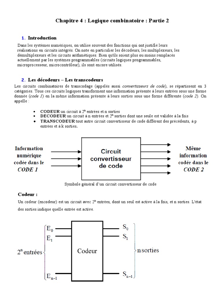 Circuits Logiques Combinatoires | PDF | Fonction logique | Électronique ...