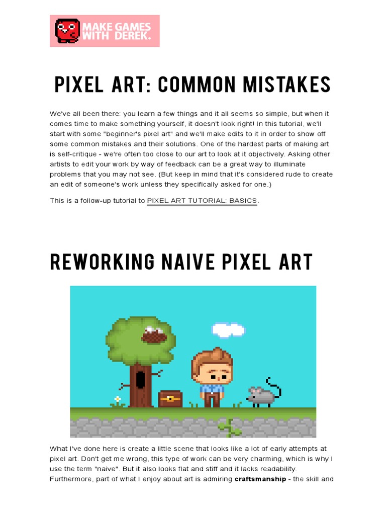 Pixel Art Common Mistakes Pdf Color Computer Graphics