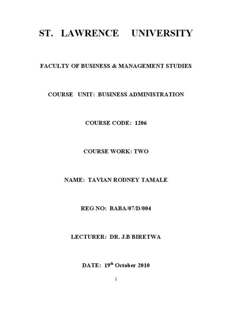 Course Work For Business Administration | PDF | Goal | Strategic Management