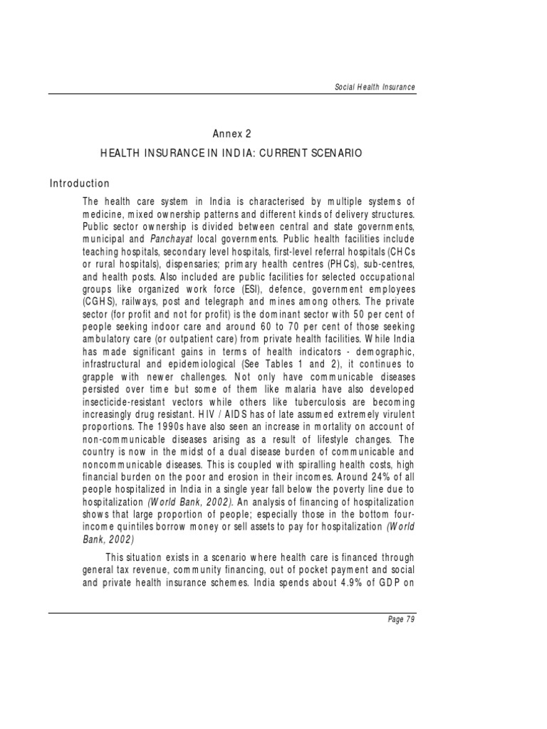Social Health Insurance in India: Current Scenario | PDF