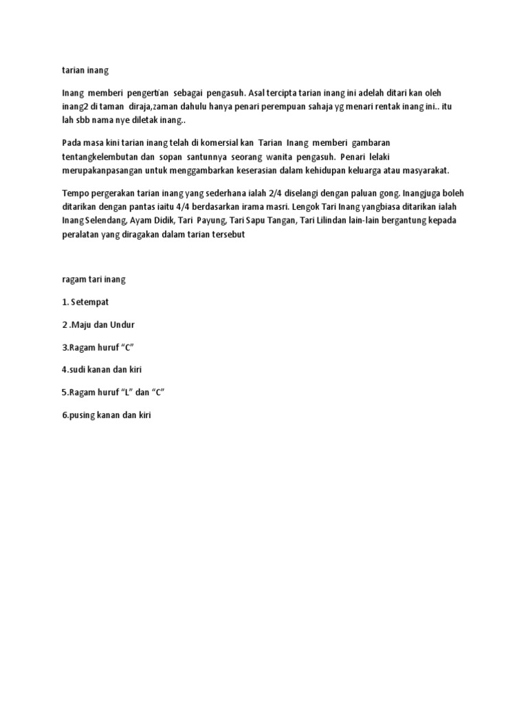 Tarian Inang | PDF