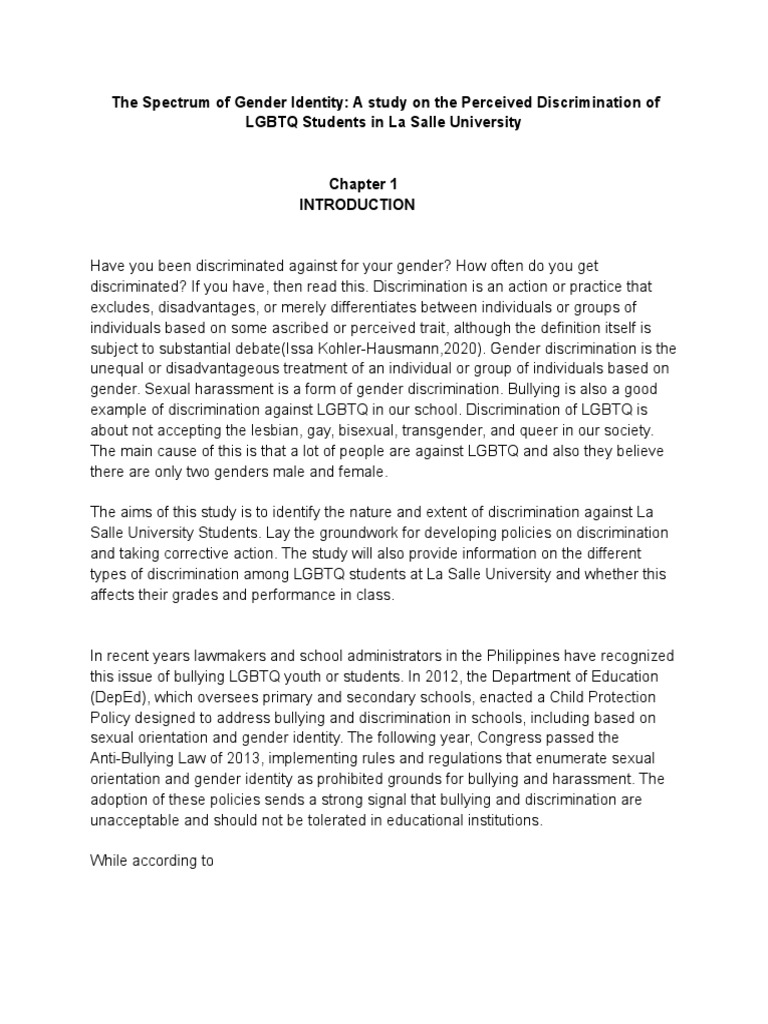 The Spectrum of Gender Identity: A Study On The Perceived ...