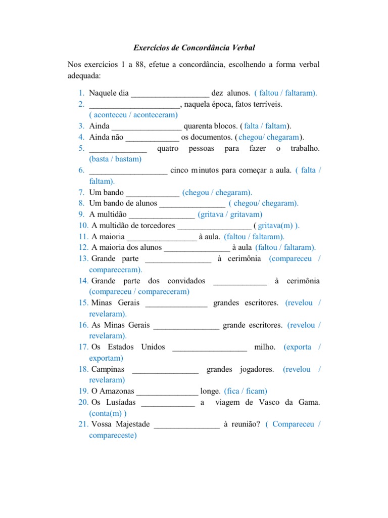 Concordância Verbal Exercícios Com Tirinhas Com Gabarito