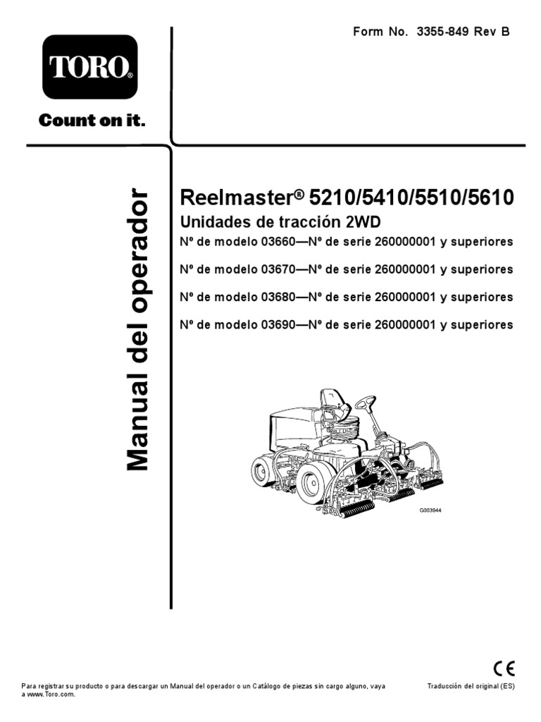 Manual Reelmaster 5210 | PDF | Cortacésped | Neumático