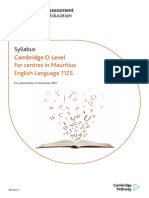Syllabus: Cambridge O Level For Centres in Mauritius English Language 1125