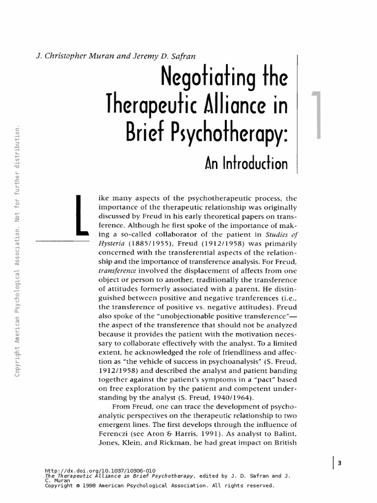 Therapeutic Frame in Brief Psychotherapy PDF