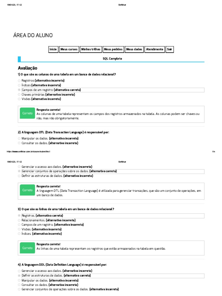 Softblue Avaliação 1 Banco de Dados | PDF | Tabela (banco de dados ...