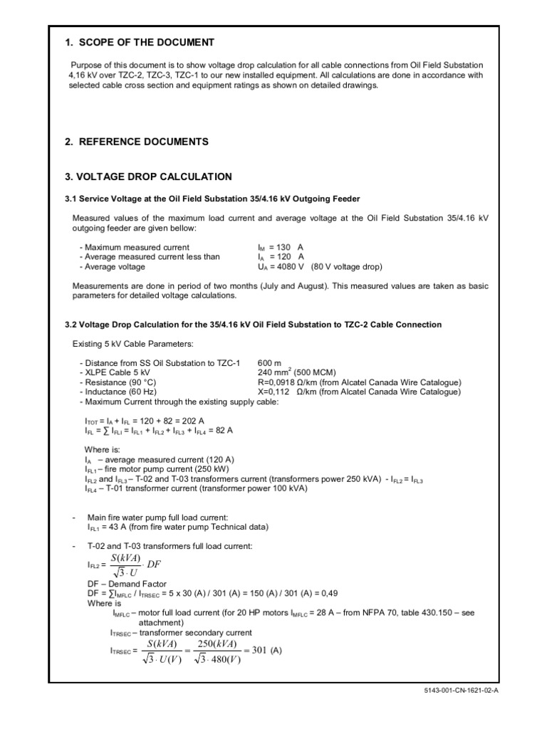 Voltage Drop Calculation - DRAFT | PDF | Electrical Substation ...