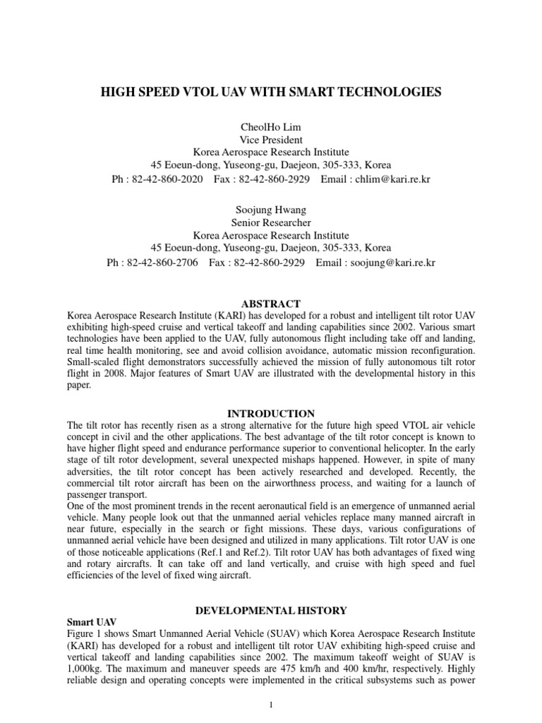 High-Speed Smart VTOL UAV Development | PDF | Unmanned Aerial Vehicle ...