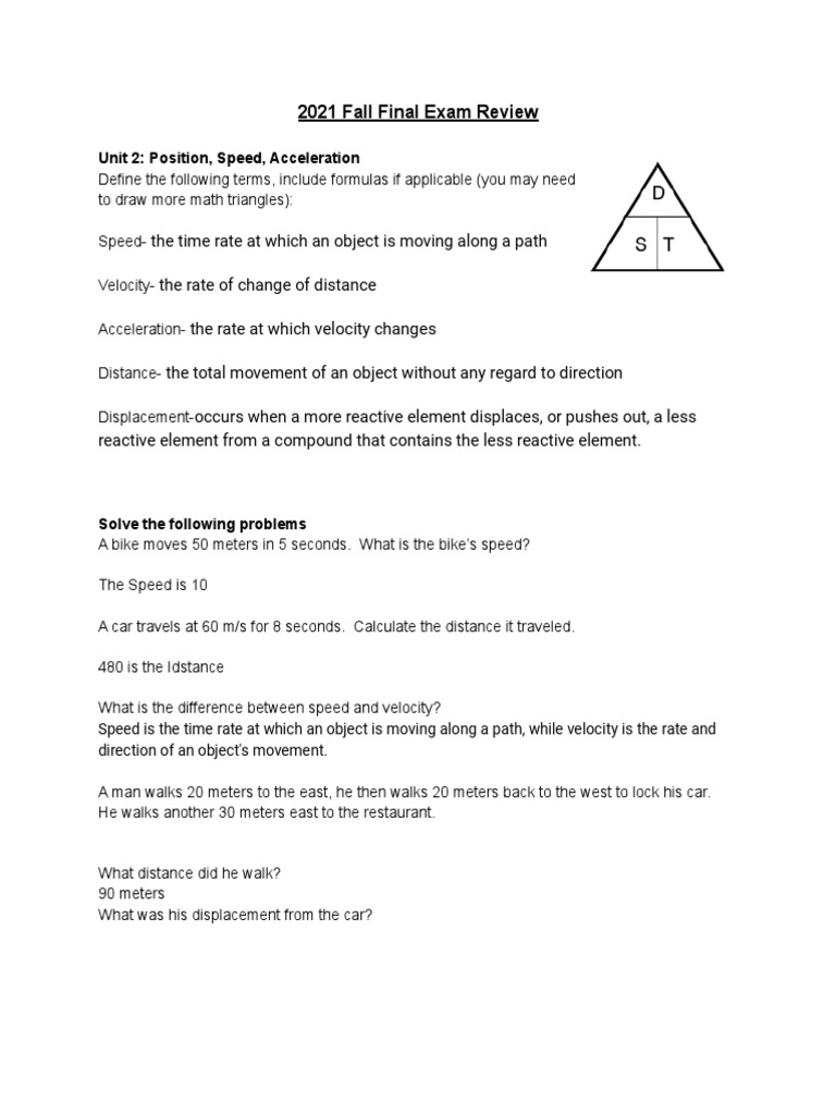 22 Physics Semester Final Exam Review PDF Waves Force