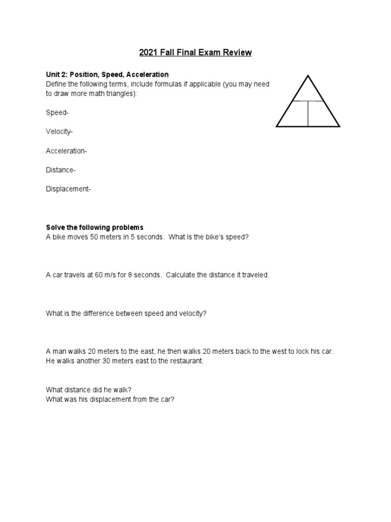 22 Physics Semester Final Exam Review PDF Force Waves