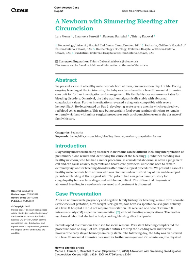 A Newborn With Simmering Bleeding After Circumcision PDF