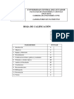 Hoja de Calificación - Pavimentos